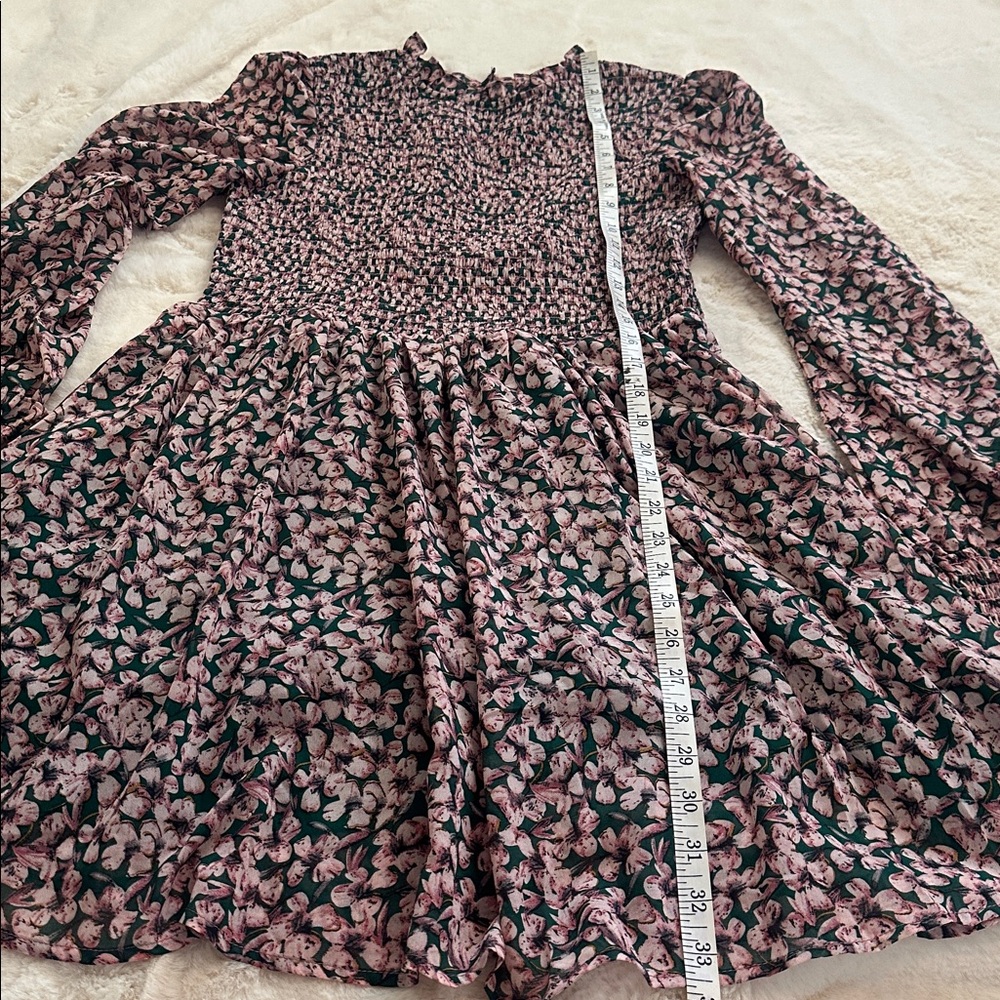 Lulu's Emerald Green and Pink Floral Dress, M - Picture 8 of 13